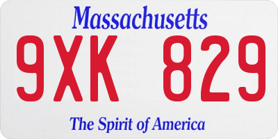 MA license plate 9XK829
