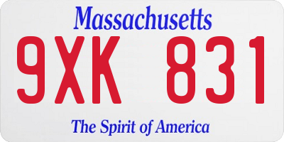 MA license plate 9XK831