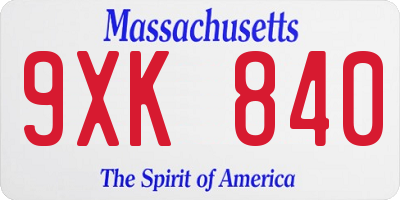 MA license plate 9XK840