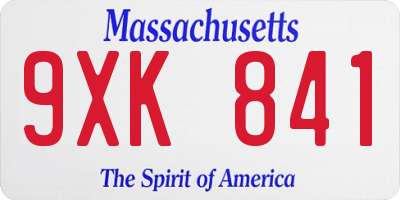 MA license plate 9XK841