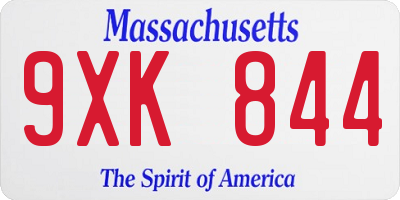 MA license plate 9XK844