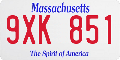 MA license plate 9XK851