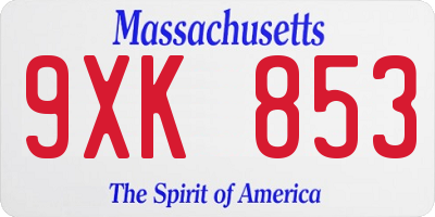MA license plate 9XK853
