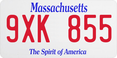 MA license plate 9XK855