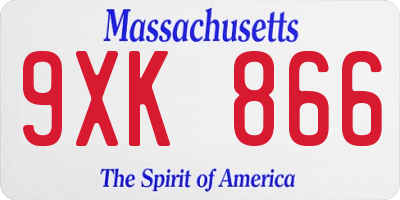 MA license plate 9XK866