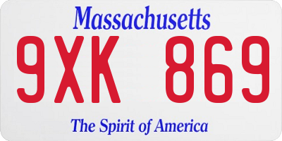 MA license plate 9XK869