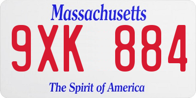MA license plate 9XK884