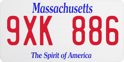 MA license plate 9XK886