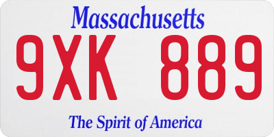 MA license plate 9XK889