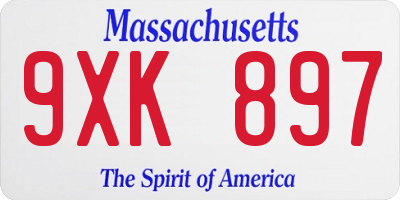 MA license plate 9XK897