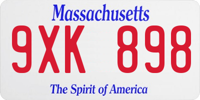 MA license plate 9XK898