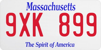 MA license plate 9XK899