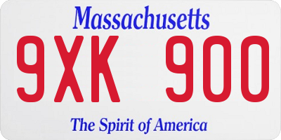 MA license plate 9XK900