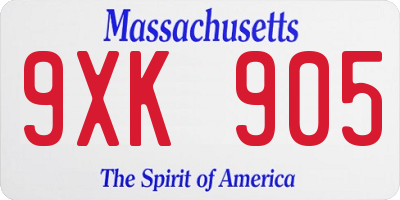 MA license plate 9XK905