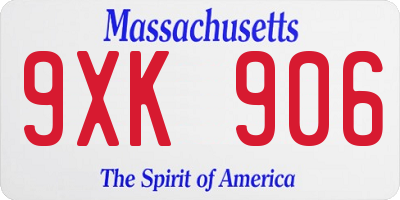 MA license plate 9XK906