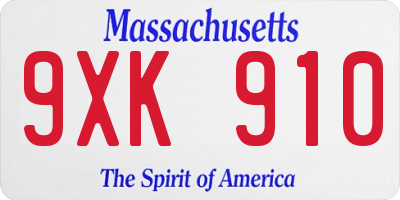 MA license plate 9XK910