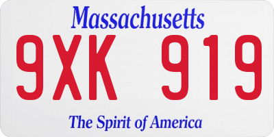 MA license plate 9XK919