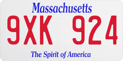 MA license plate 9XK924