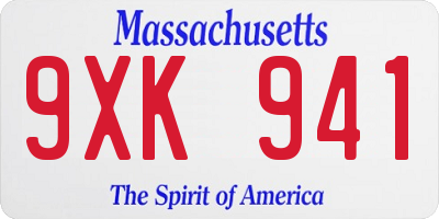 MA license plate 9XK941