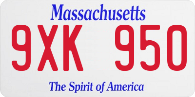 MA license plate 9XK950