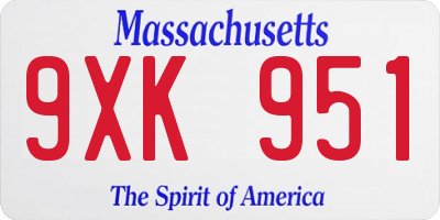 MA license plate 9XK951