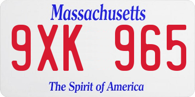 MA license plate 9XK965