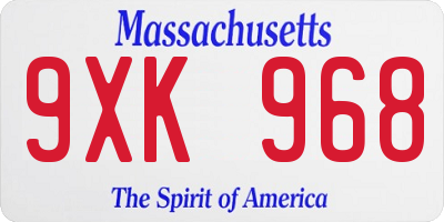 MA license plate 9XK968