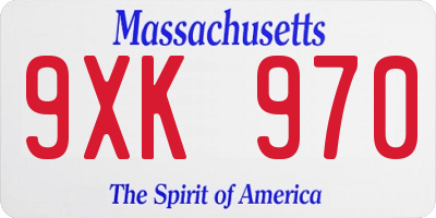 MA license plate 9XK970