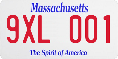 MA license plate 9XL001