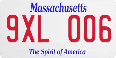 MA license plate 9XL006