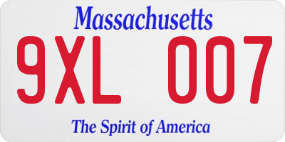 MA license plate 9XL007