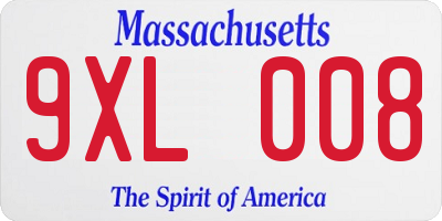 MA license plate 9XL008