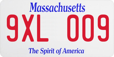 MA license plate 9XL009