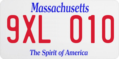 MA license plate 9XL010