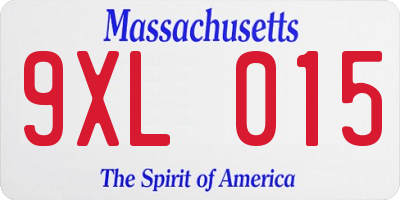 MA license plate 9XL015