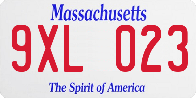 MA license plate 9XL023