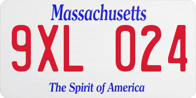 MA license plate 9XL024