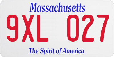 MA license plate 9XL027