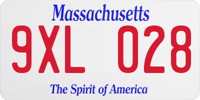 MA license plate 9XL028