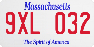 MA license plate 9XL032
