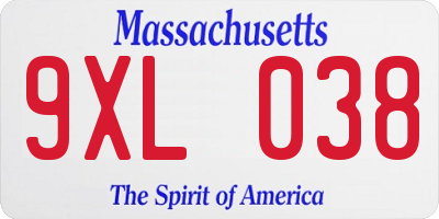 MA license plate 9XL038