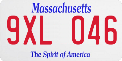 MA license plate 9XL046