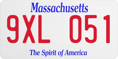 MA license plate 9XL051
