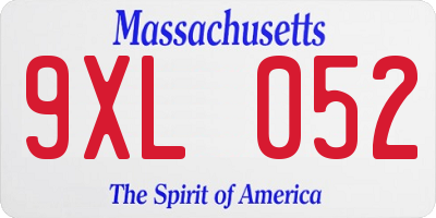 MA license plate 9XL052