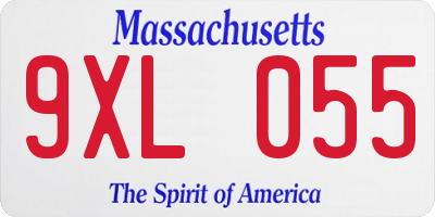 MA license plate 9XL055
