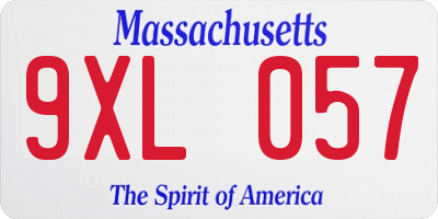 MA license plate 9XL057