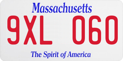 MA license plate 9XL060