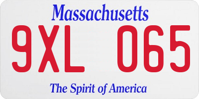 MA license plate 9XL065