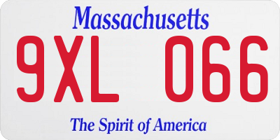 MA license plate 9XL066