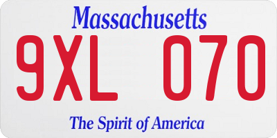 MA license plate 9XL070